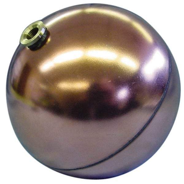 Made in USA - 6" Diam, Spherical, Hex Spud Connection, Metal Float - 3/8-16 Thread, Copper, 25 Max psi, 23 Gauge - Caliber Tooling