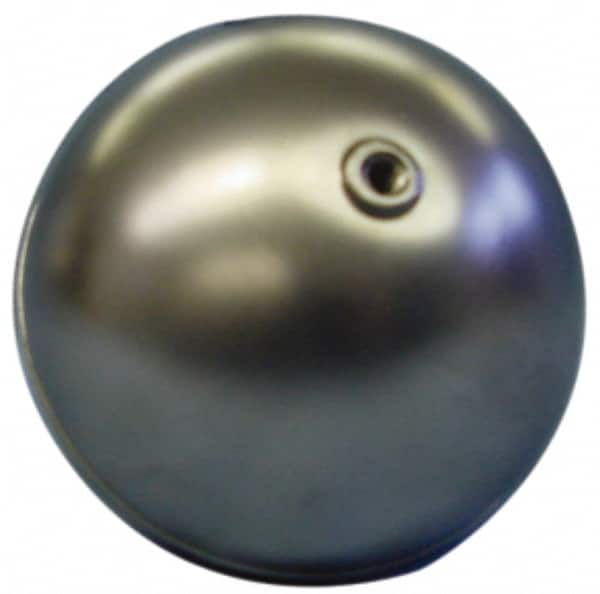 Made in USA - 3" Diam, Spherical, Internal Connection, Metal Float - 1/4-20 Thread, Stainless Steel, 750 Max psi, 24 Gauge - Caliber Tooling