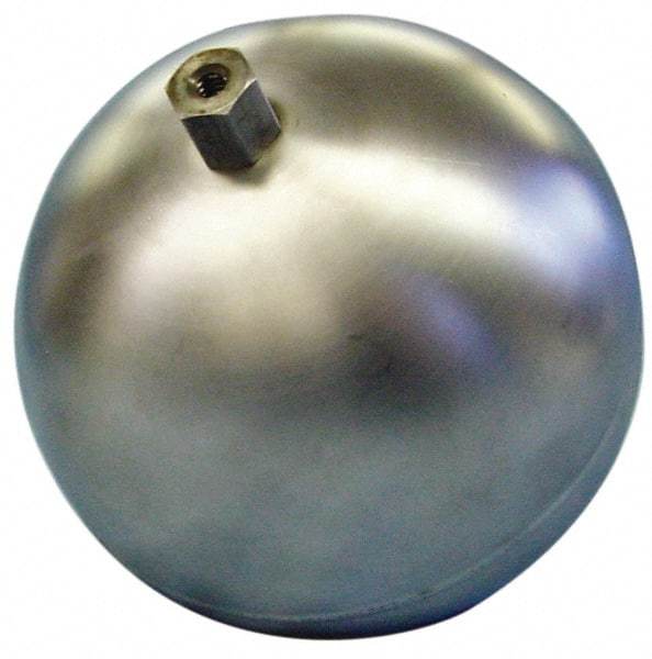 Made in USA - 9" Diam, Spherical, Hex Spud Connection, Metal Float - 3/8" Straight Thread, Stainless Steel, 500 Max psi, 14 Gauge - Caliber Tooling