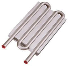 Lytron - 6" Long x 3-1/2" High, Straight Connection Stainless Steel Tube Cold Plate - 3/8 OD Tube, 4-Pass Fluid Path, Deionized Water or Corrosive Fluids Cooling, 1/2" Thick - Caliber Tooling