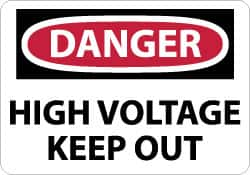 NMC - "Danger - High Voltage - Keep Out", 10" Long x 14" Wide, Fiberglass Safety Sign - Rectangle, 0.095" Thick, Use for Accident Prevention - Caliber Tooling