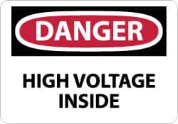 NMC - "Danger - High Voltage Inside", 10" Long x 14" Wide, Fiberglass Safety Sign - Rectangle, 0.095" Thick, Use for Accident Prevention - Caliber Tooling