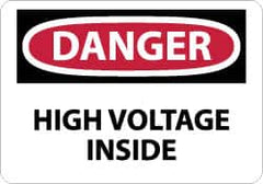 NMC - "Danger - High Voltage Inside", 10" Long x 14" Wide, Fiberglass Safety Sign - Rectangle, 0.095" Thick, Use for Accident Prevention - Caliber Tooling