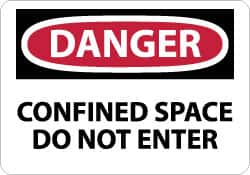 NMC - "Danger - Confined Space - Do Not Enter", 7" Long x 10" Wide, Pressure-Sensitive Vinyl Safety Sign - Rectangle, 0.004" Thick, Use for Accident Prevention - Caliber Tooling