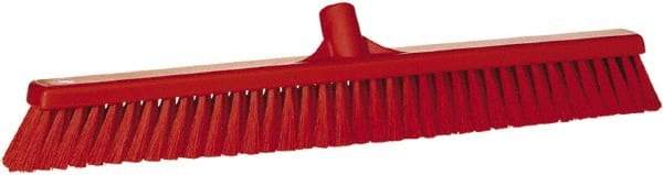 Vikan - 24" Fine Particle Synthetic Push Broom - 2" Bristle Length, Plastic Block, European Threaded Handle Connection - Caliber Tooling