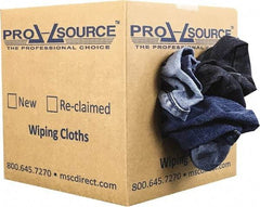 PRO-SOURCE - Reclaimed Rags - Assorted Colors, Denim, Low Lint, 5 Lbs. at 2 to 4 per Pound, Box - Caliber Tooling