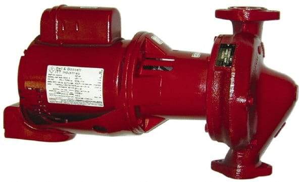 Bell & Gossett - 1/2 hp, 23" Long, 1 Phase, Cast Iron Housing, Cast Bronze Impeller, Inline Circulator Pump - 115/230 Volt, 60 Hz, 13-1/2" Flange Width, Flanges Included, Bell & Gossett Part No. 60-15, 175 Max psi, ODP Motor - Caliber Tooling