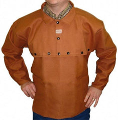 Stanco Safety Products - Size M, 38-40" Chest, 20" Long, Flame Resistant, Cape Sleeves & Bib - Cotton, 12 oz, Russet - Caliber Tooling