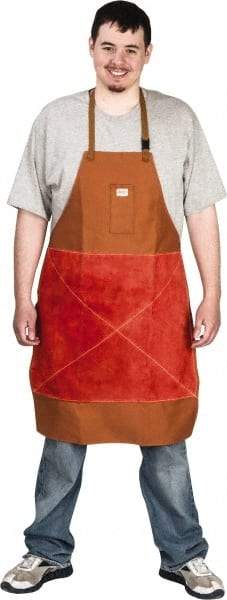 Stanco Safety Products - 24 x 36" Flame Resistant/Retardant & Welding Bib Apron - Cotton, 12 oz Material, Brown, 1 Pocket - Caliber Tooling