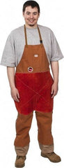 Stanco Safety Products - 24 x 48" Flame Resistant/Retardant & Welding Split Leg Apron - Cotton, 12 oz Material, Brown, 1 Pocket - Caliber Tooling