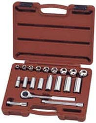 Paramount - 20 Piece 3/8" Drive Deep Well Socket Set - 6 Points, 3/8" to 7/8" Range, Inch Measurement Standard - Caliber Tooling