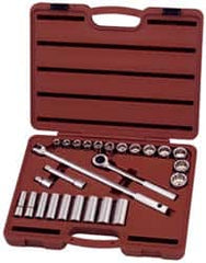 Paramount - 26 Piece 1/2" Drive Deep Well Socket Set - 6, 12 Points, 7/16" to 1" Range, Inch Measurement Standard - Caliber Tooling