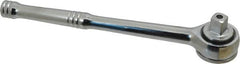 Paramount - 1/2" Drive Round Head Quick-Release Ratchet - Chrome Finish, 10-3/32" OAL, 45 Gear Teeth, Full Polished Knurled Handle - Caliber Tooling