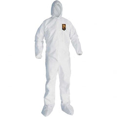 KleenGuard - Size 3XL SMS General Purpose Coveralls - White, Zipper Closure, Elastic Cuffs, with Boots, Serged Seams - Caliber Tooling