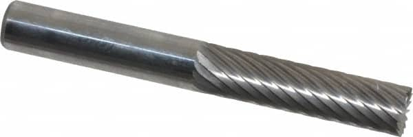 Atrax - 1/4" Cut Diam, 1/4" Shank Diam, Cylinder with End Cut Head Single Cut Burr - Carbide, End Cut End, 1" LOC, 2" OAL - Caliber Tooling