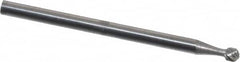 Atrax - 3/32" Cut Diam, 3/32" Shank Diam, Ball Head Single Cut Burr - Carbide, 3/32" LOC, 1-1/4" OAL - Caliber Tooling