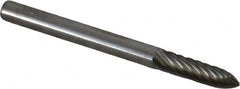 Atrax - 1/8" Cut Diam, 1/8" Shank Diam, Tree Head Single Cut Burr - Carbide, Point End, 1/2" LOC, 1-1/2" OAL - Caliber Tooling