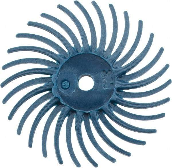 3M - 3/4" Diam, 1/16" Max Face Width, Shank Radial Bristle Brush - 400 Grit, Medium Grade, 35,000 Max RPM, Blue - Caliber Tooling