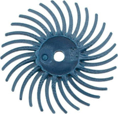 3M - 3/4" Diam, 1/16" Max Face Width, Shank Radial Bristle Brush - 400 Grit, Medium Grade, 35,000 Max RPM, Blue - Caliber Tooling