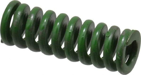 Associated Spring Raymond - 3/8" Hole Diam, 3/16" Rod Diam, 1" Free Length, Green Die Spring - 55 Lb Max Deflection, 0.25" Max Deflection, Extra Heavy Duty, Chromium Alloy Steel - Caliber Tooling