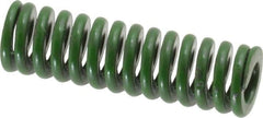 Associated Spring Raymond - 3/8" Hole Diam, 3/16" Rod Diam, 1-1/4" Free Length, Green Die Spring - 50 Lb Max Deflection, 0.31" Max Deflection, Extra Heavy Duty, Chromium Alloy Steel - Caliber Tooling