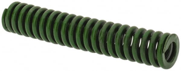 Associated Spring Raymond - 3/8" Hole Diam, 3/16" Rod Diam, 2" Free Length, Green Die Spring - 45 Lb Max Deflection, 0.5" Max Deflection, Extra Heavy Duty, Chromium Alloy Steel - Caliber Tooling