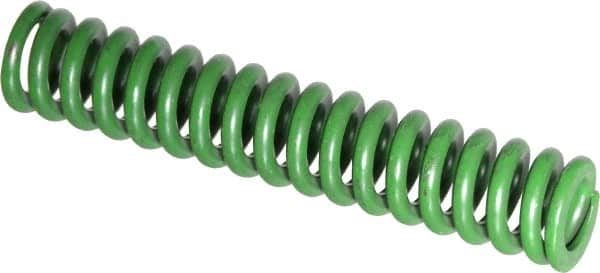 Associated Spring Raymond - 1/2" Hole Diam, 9/32" Rod Diam, 2-1/2" Free Length, Green Die Spring - 71.9 Lb Max Deflection, 0.63" Max Deflection, Extra Heavy Duty, Chromium Alloy Steel - Caliber Tooling