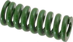 Associated Spring Raymond - 1" Hole Diam, 1/2" Rod Diam, 2-1/2" Free Length, Green Die Spring - 560 Lb Max Deflection, 0.63" Max Deflection, Extra Heavy Duty, Chromium Alloy Steel - Caliber Tooling