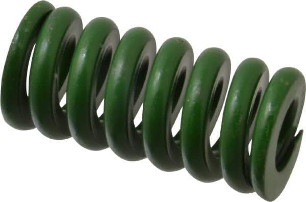 Associated Spring Raymond - 1-1/4" Hole Diam, 5/8" Rod Diam, 2-1/2" Free Length, Green Die Spring - 900 Lb Max Deflection, 0.63" Max Deflection, Extra Heavy Duty, Chromium Alloy Steel - Caliber Tooling