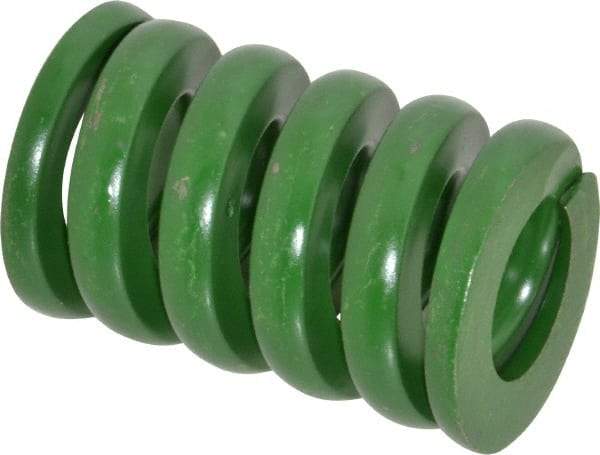 Associated Spring Raymond - 2" Hole Diam, 1" Rod Diam, 3" Free Length, Green Die Spring - 2340 Lb Max Deflection, 0.75" Max Deflection, Extra Heavy Duty, Chromium Alloy Steel - Caliber Tooling