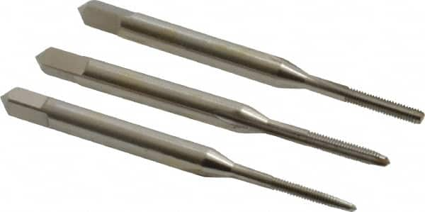 Hertel - #1-72 UNF, 2 Flute, Bottoming, Plug & Taper, Bright Finish, High Speed Steel Tap Set - 1-11/16" OAL, 2B/3B Class of Fit - Caliber Tooling