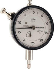 Mitutoyo - 1/8" Range, 0-25-0 Dial Reading, 0.0005" Graduation Dial Drop Indicator - 2-1/4" Dial, 0.05" Range per Revolution, 0.0005" Accuracy, Revolution Counter - Caliber Tooling