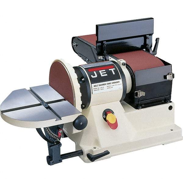 Jet - 48 Inch Long x 6 Inch Wide Belt, 9 Inch Diameter, Horizontal and Vertical Combination Sanding Machine - 2,258 Ft./min Belt Speed, 3/4 HP, Single Phase - Caliber Tooling