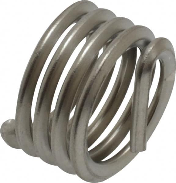 Recoil - 7/16-14 UNC, 0.438" OAL, Free Running Helical Insert - 4-1/2 Free Coils, Tanged, Stainless Steel, Bright Finish, 1D Insert Length - Exact Industrial Supply