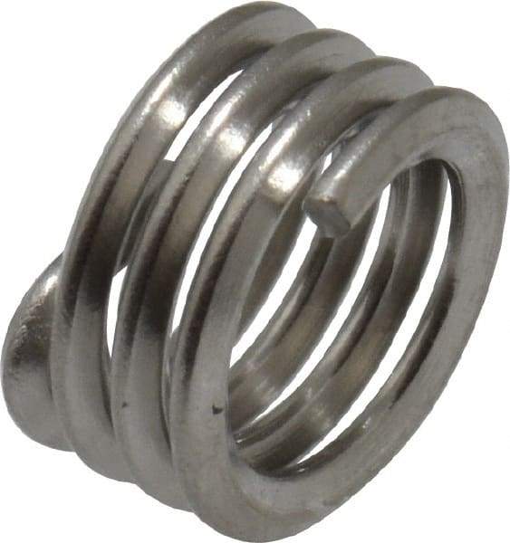 Recoil - #12-24 UNC, 0.216" OAL, Free Running Helical Insert - 3-1/2 Free Coils, Tanged, Stainless Steel, Bright Finish, 1D Insert Length - Exact Industrial Supply