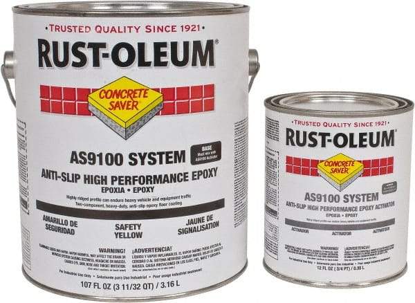 Rust-Oleum - 1 Gal Kit Gloss Safety Yellow Antislip Epoxy - 40 to 60 Sq Ft/Gal Coverage, <250 g/L VOC Content - Caliber Tooling