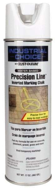 Rust-Oleum - 17 fl oz White Marking Chalk - 500' to 530' Coverage at 1-1/4" Wide, Water-Based Formula - Caliber Tooling