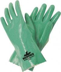 MCR Safety - Size L (9) Nitrile Coated Cotton Blend General Protection Work Gloves - For General Purpose, Gauntlet Cuff, Full Fingered, Green, Paired - Caliber Tooling