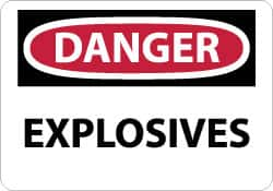 NMC - "Danger - Explosives", 10" Long x 14" Wide, Aluminum Safety Sign - Rectangle, 0.04" Thick, Use for Accident Prevention - Caliber Tooling