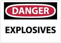 NMC - "Danger - Explosives", 10" Long x 14" Wide, Aluminum Safety Sign - Rectangle, 0.04" Thick, Use for Accident Prevention - Caliber Tooling