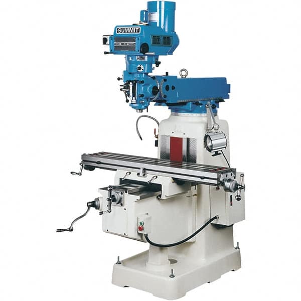 Summit - 18-1/2" Table Width x 54" Table Length, Electronic Variable Speed Control, 3 Phase Knee Milling Machine - R8 Spindle Taper, 3 hp - Caliber Tooling