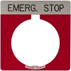 Eaton Cutler-Hammer - Square, Legend Plate - Emergency Stop - Red Background, 30-1/2mm Hole Diameter - Caliber Tooling