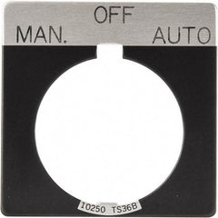 Eaton Cutler-Hammer - Square, Legend Plate - Manual-Off-Auto - Black Background, 30-1/2mm Hole Diameter - Caliber Tooling