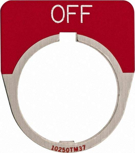 Eaton Cutler-Hammer - Half Round, Legend Plate - Off - Red Background, 30-1/2mm Hole Diameter - Caliber Tooling