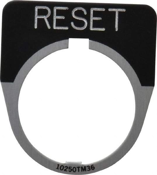 Eaton Cutler-Hammer - Half Round, Legend Plate - Reset - Black Background, 30-1/2mm Hole Diameter - Caliber Tooling