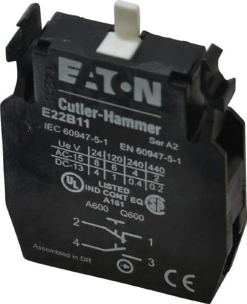 Eaton Cutler-Hammer - NO/NC, Electrical Switch Contact Block - 22-1/2mm Hole, For Use with Indicating Lights, Pushbuttons - Caliber Tooling