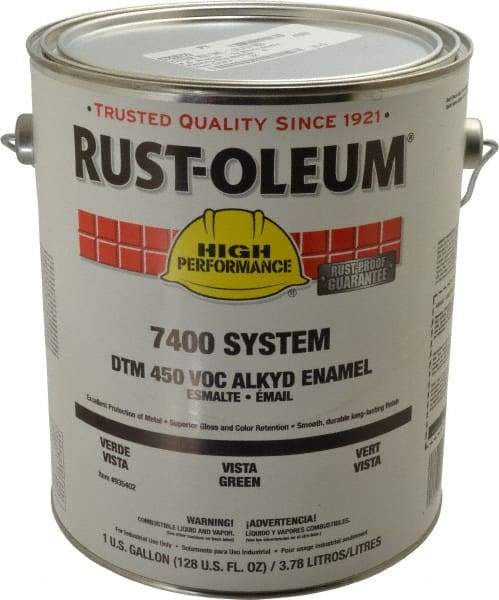 Rust-Oleum - 1 Gal Vista Green Gloss Finish Industrial Enamel Paint - 250 to 550 Sq Ft per Gal, Interior/Exterior, Direct to Metal, <450 gL VOC Compliance - Caliber Tooling