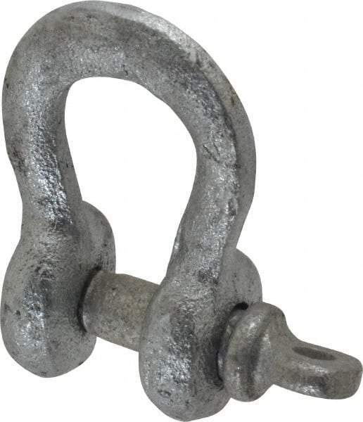 Made in USA - 3/16" Nominal Chain Size, 0.33 Ton Carbon Steel Screw Anchor Shackle - 3/16" Diam, 1/4" Pin Diam, 7/8" High x 3/8" Wide Inside Jaw, 19/32" Inside Width, 9/16" Max Body Thickness - Caliber Tooling