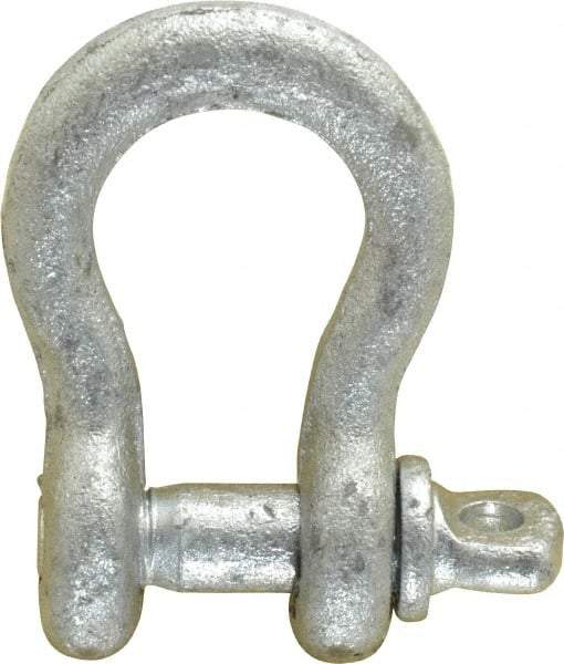 Made in USA - 1/4" Nominal Chain Size, 0.5 Ton Carbon Steel Screw Anchor Shackle - 1/4" Diam, 5/16" Pin Diam, 1-1/8" High x 15/32" Wide Inside Jaw, 25/32" Inside Width, 11/16" Max Body Thickness - Caliber Tooling