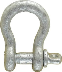 Made in USA - 1/4" Nominal Chain Size, 0.5 Ton Carbon Steel Screw Anchor Shackle - 1/4" Diam, 5/16" Pin Diam, 1-1/8" High x 15/32" Wide Inside Jaw, 25/32" Inside Width, 11/16" Max Body Thickness - Caliber Tooling